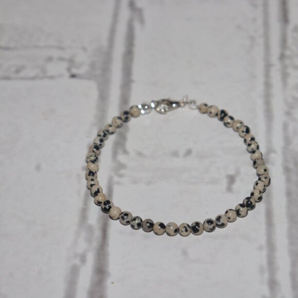 Dalmatian Jasper Beaded Bracelet | 7.5" | Silver Clasp | Natural Stone | NWoT - Picture 3 of 5